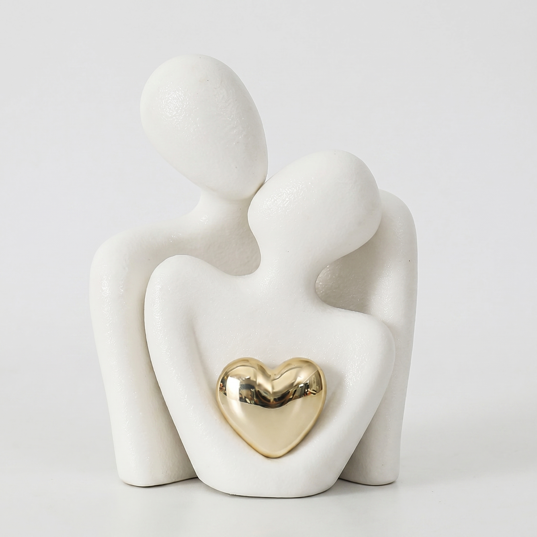 Romantic Couple Ceramic Figurine with Gold Heart