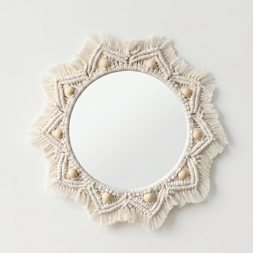 Boho Macrame Wall Mirror with Tassels