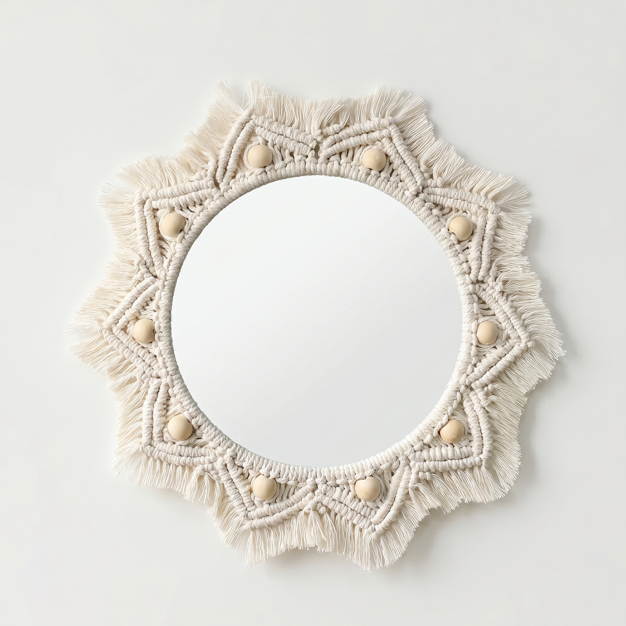 Boho Macrame Wall Mirror with Tassels