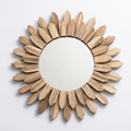 Rustic Sunburst Wooden Wall Mirror
