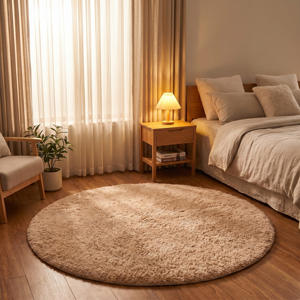 Round Fluffy Shag Rug