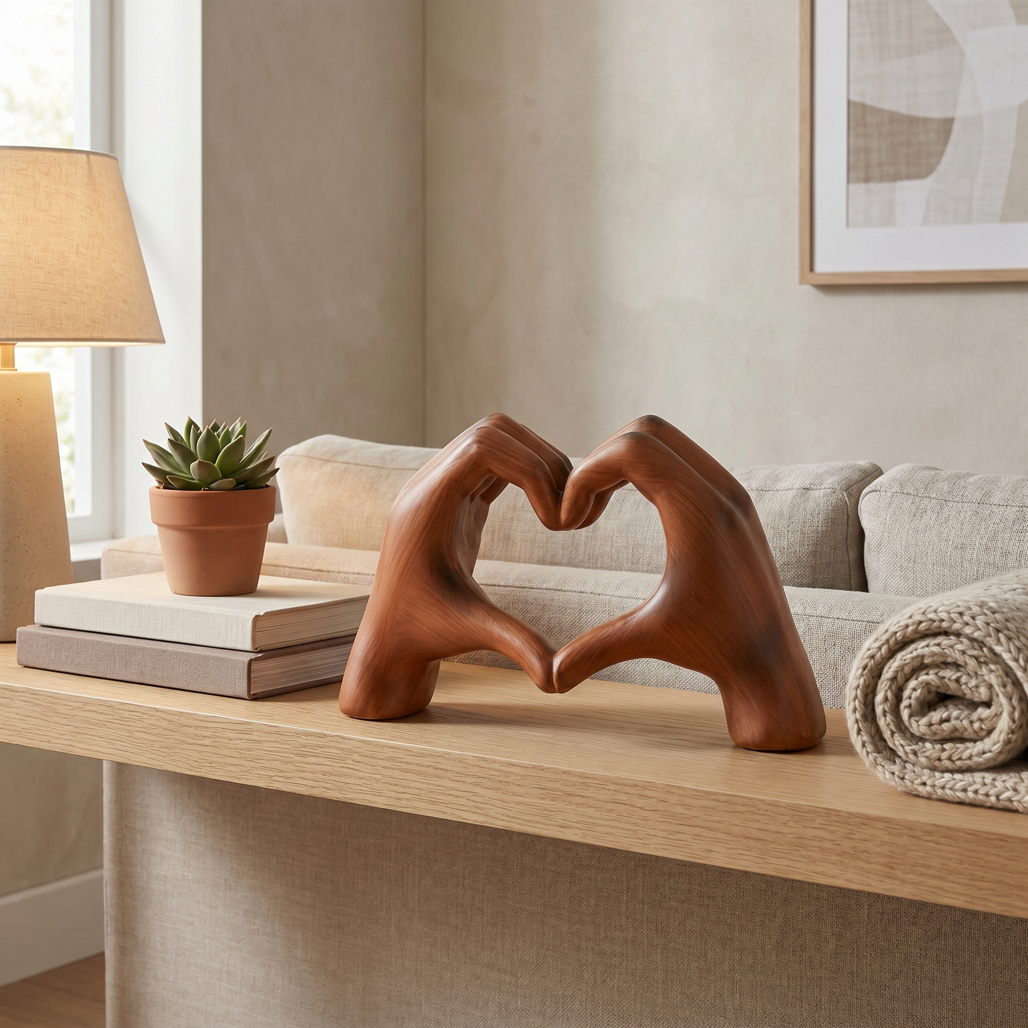 Heart Hands Resin Sculpture