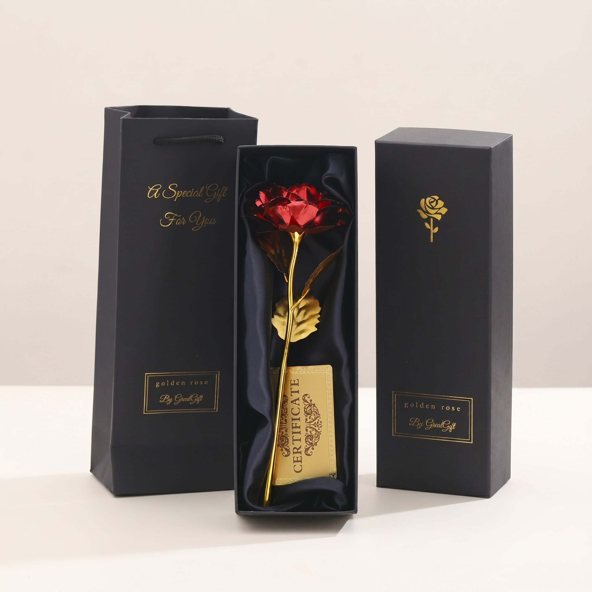 Artificial Foil Rose Flower with Luxury Packaging