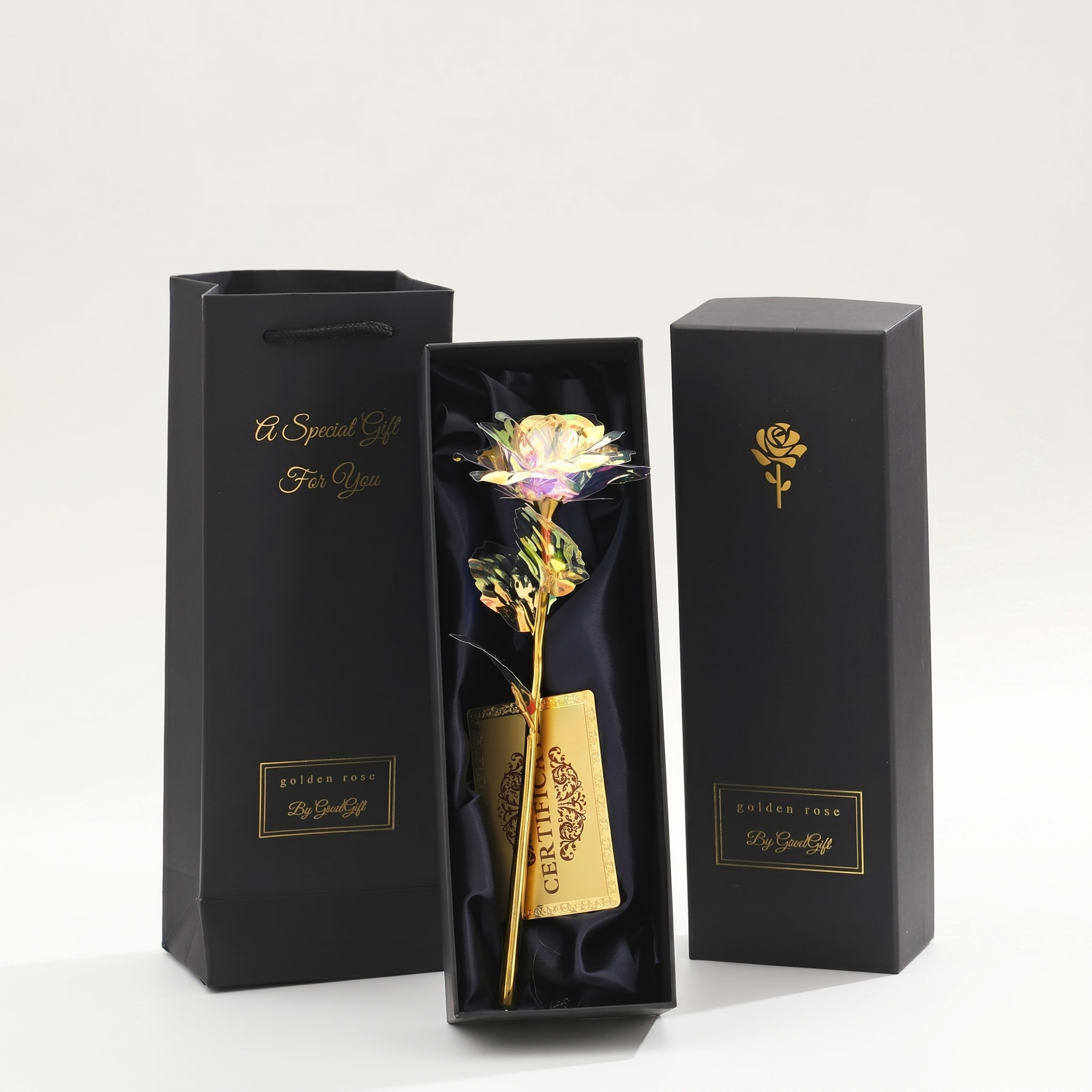 Artificial Foil Rose Flower with Luxury Packaging