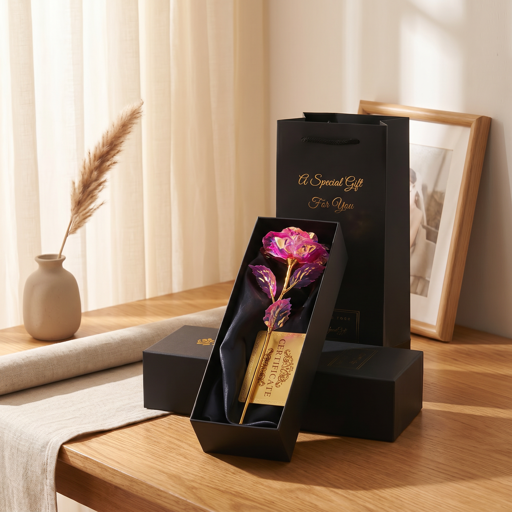 Artificial Foil Rose Flower with Luxury Packaging
