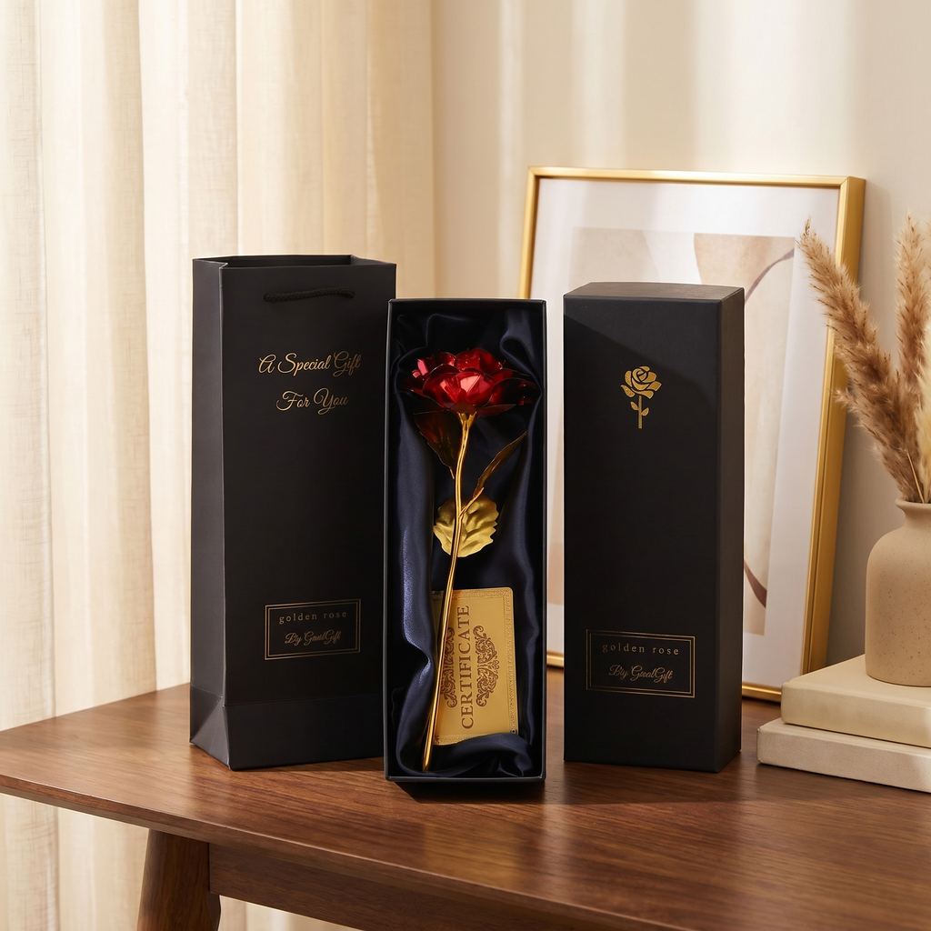 Artificial Foil Rose Flower with Luxury Packaging