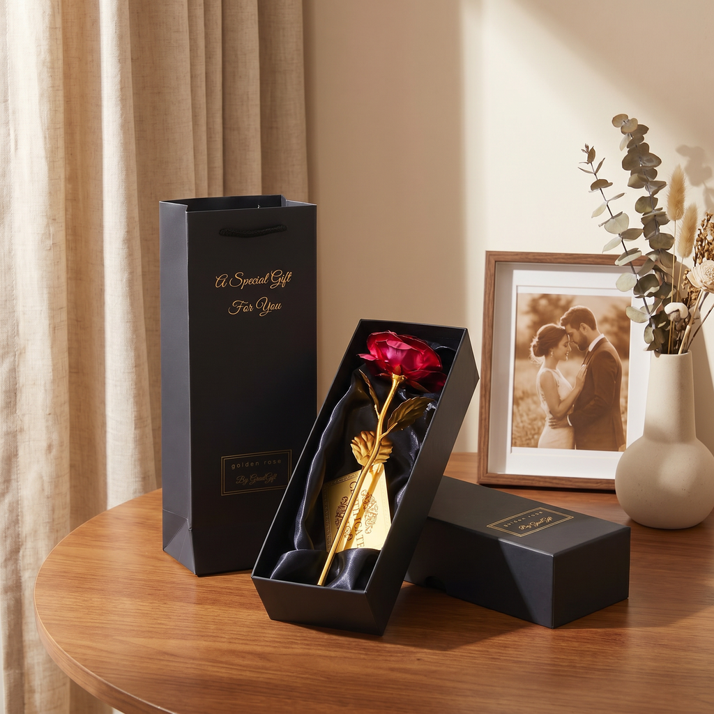 Artificial Foil Rose Flower with Luxury Packaging