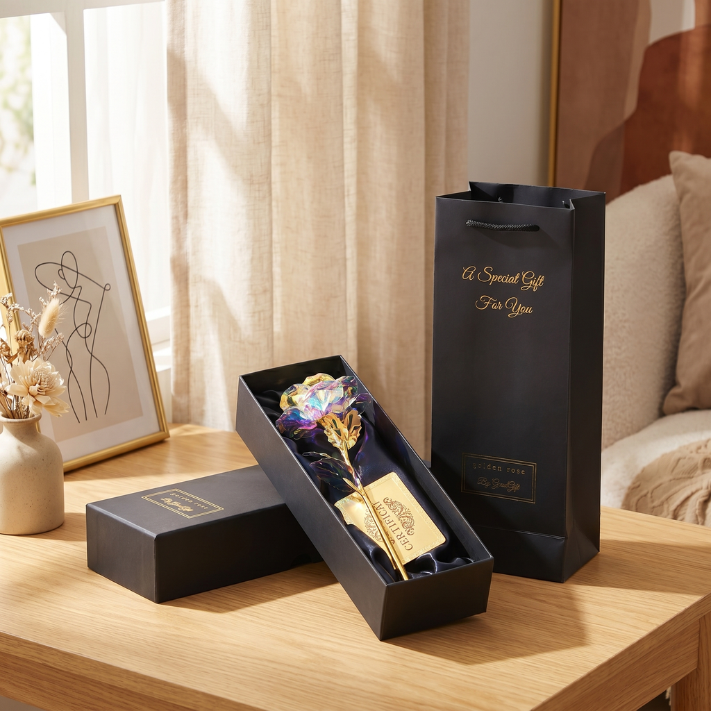 Artificial Foil Rose Flower with Luxury Packaging