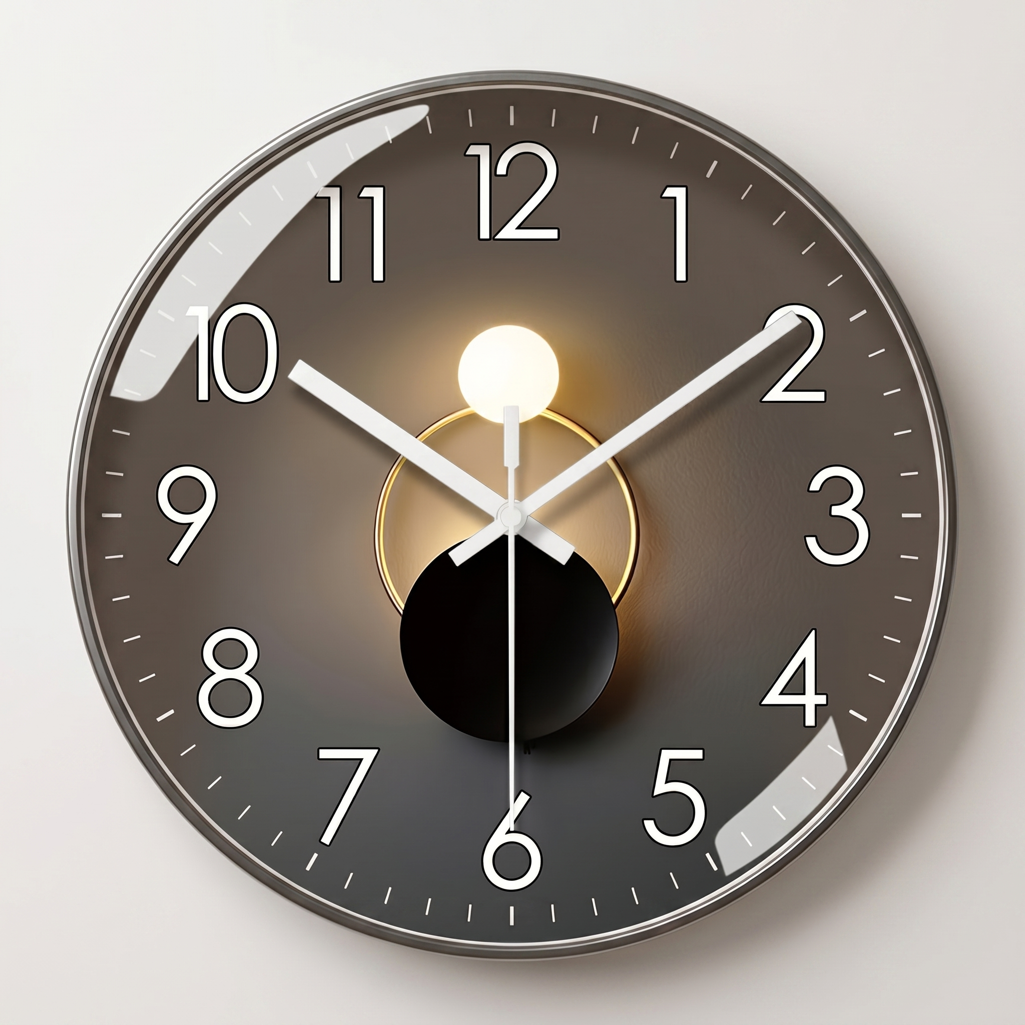 Modern Silent Wall Clock with LED Accent