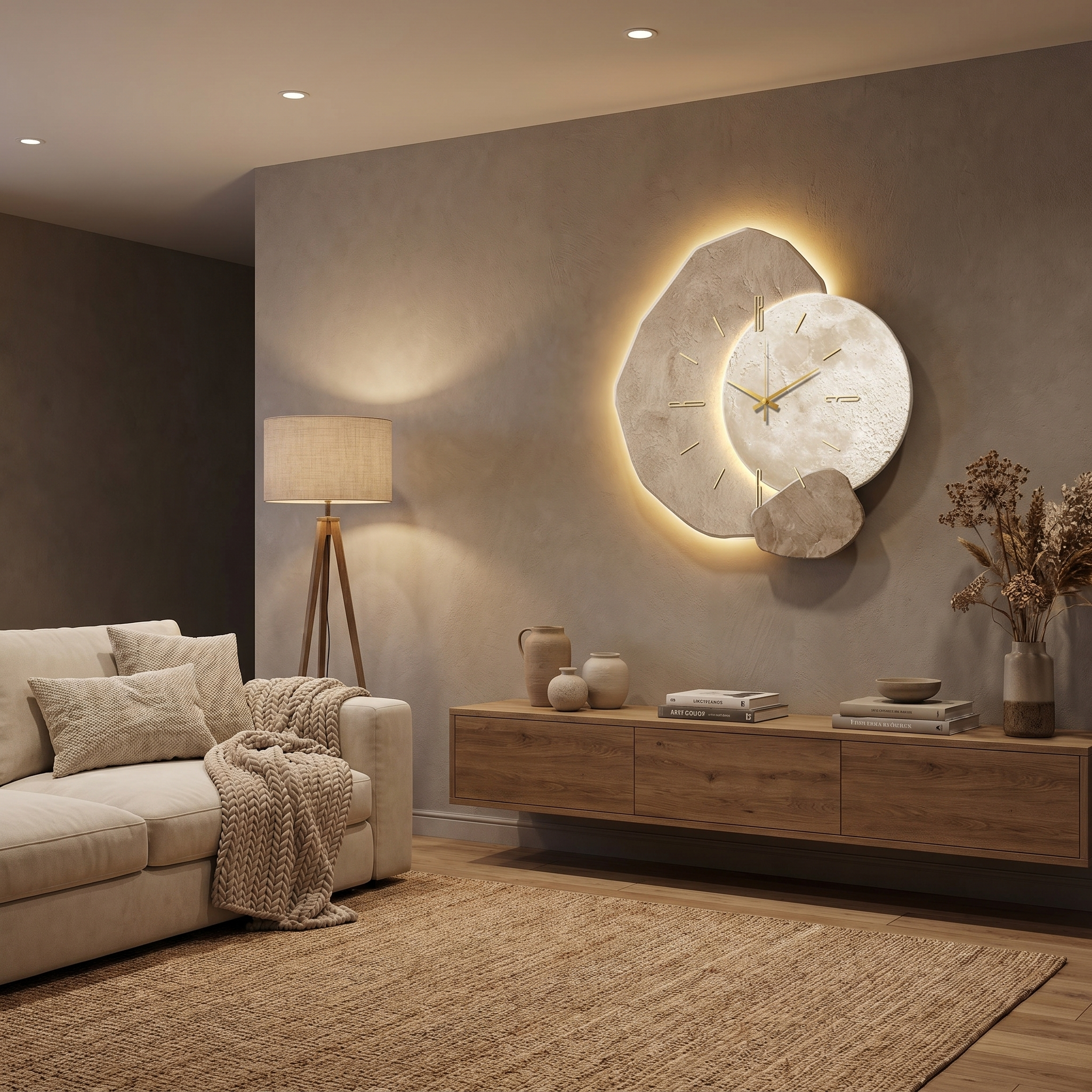 Modern LED Wall Clock with Ambient Backlight