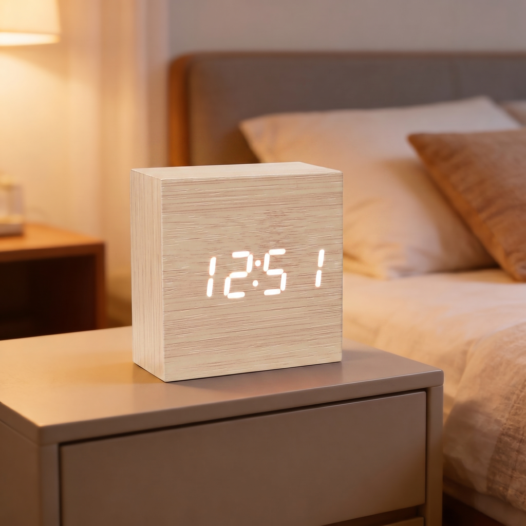 LED Wooden Digital Alarm Clock