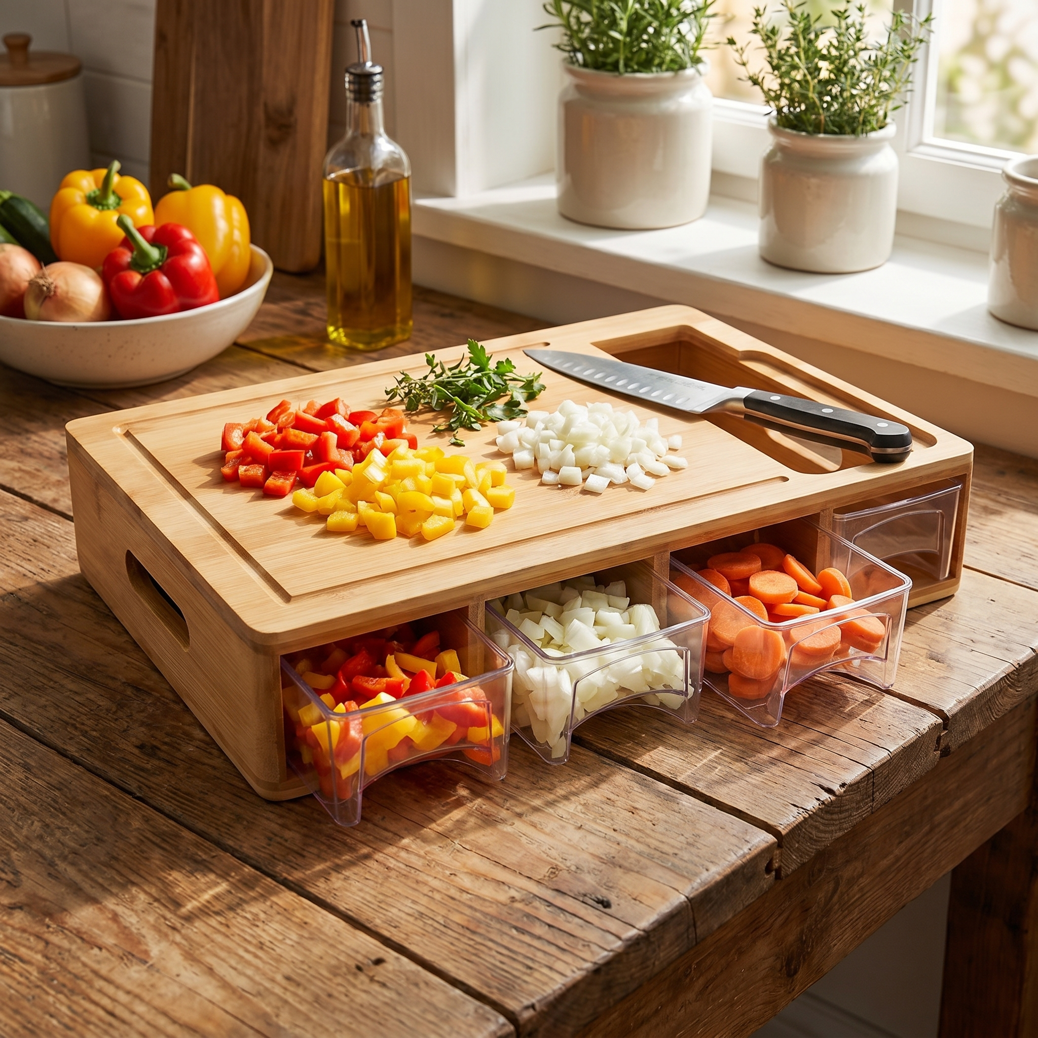 Multifunction Bamboo Cutting Board Set