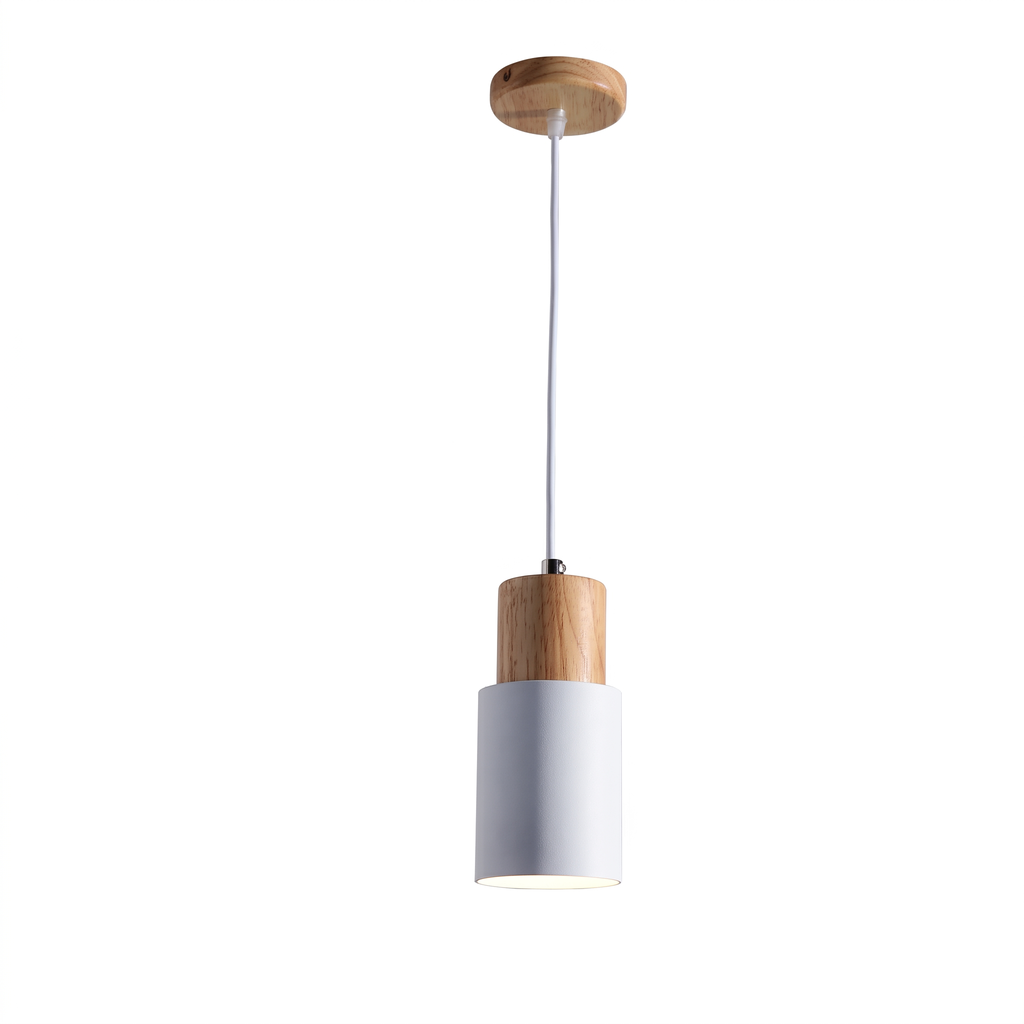 Nordic Wood Cylinder Pendant Light