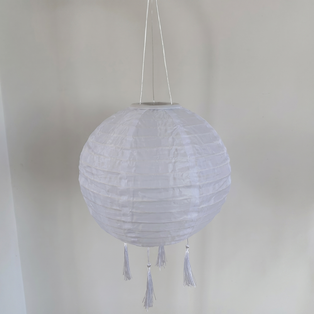White Hanging Paper Lantern with Tassels