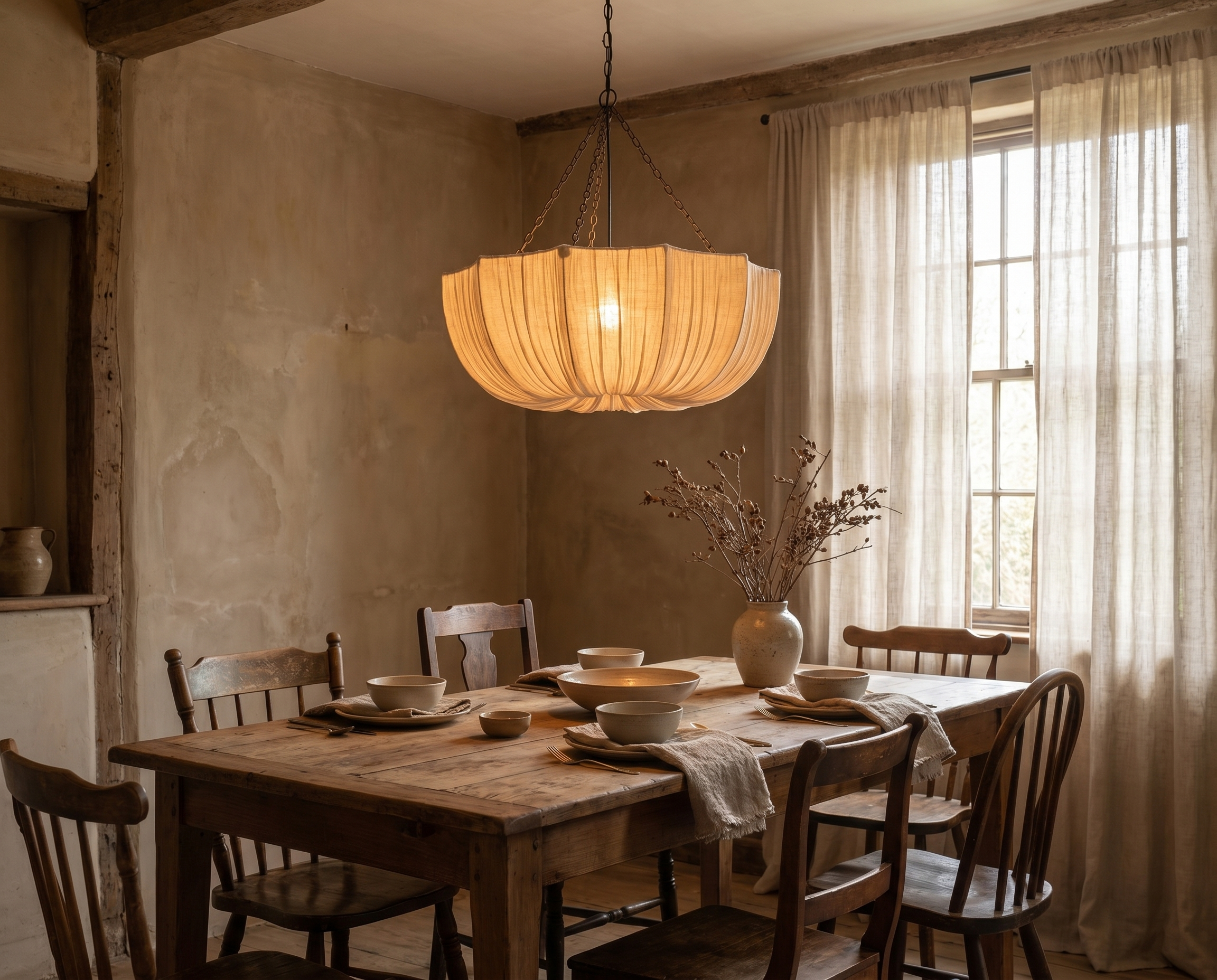 Wabi-Sabi Fabric Pendant Light