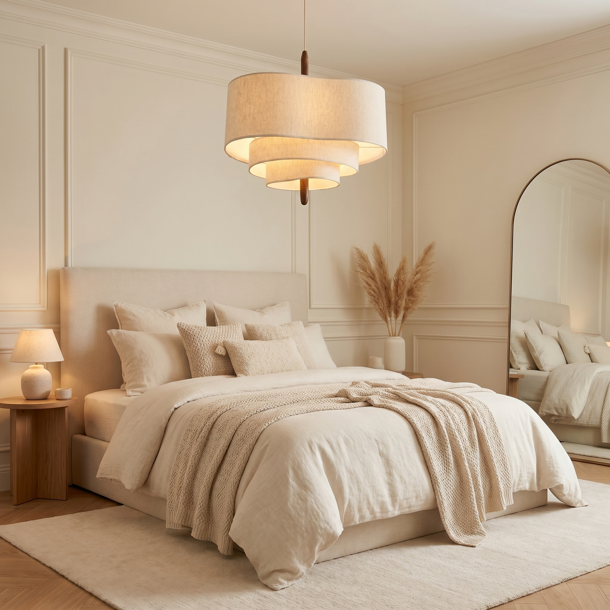 French Cream Fabric Pendant Light