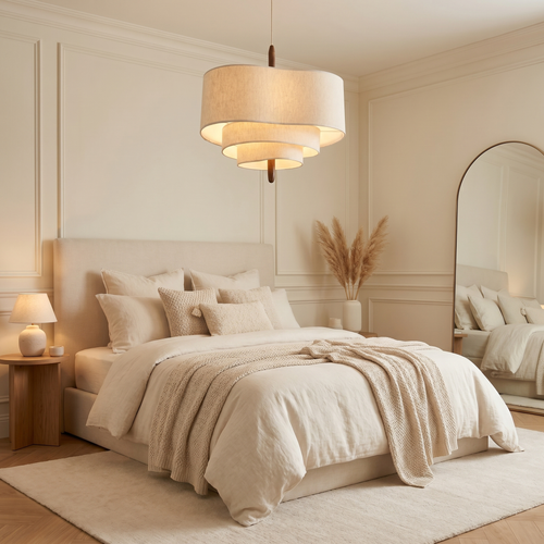 French Cream Fabric Pendant Light