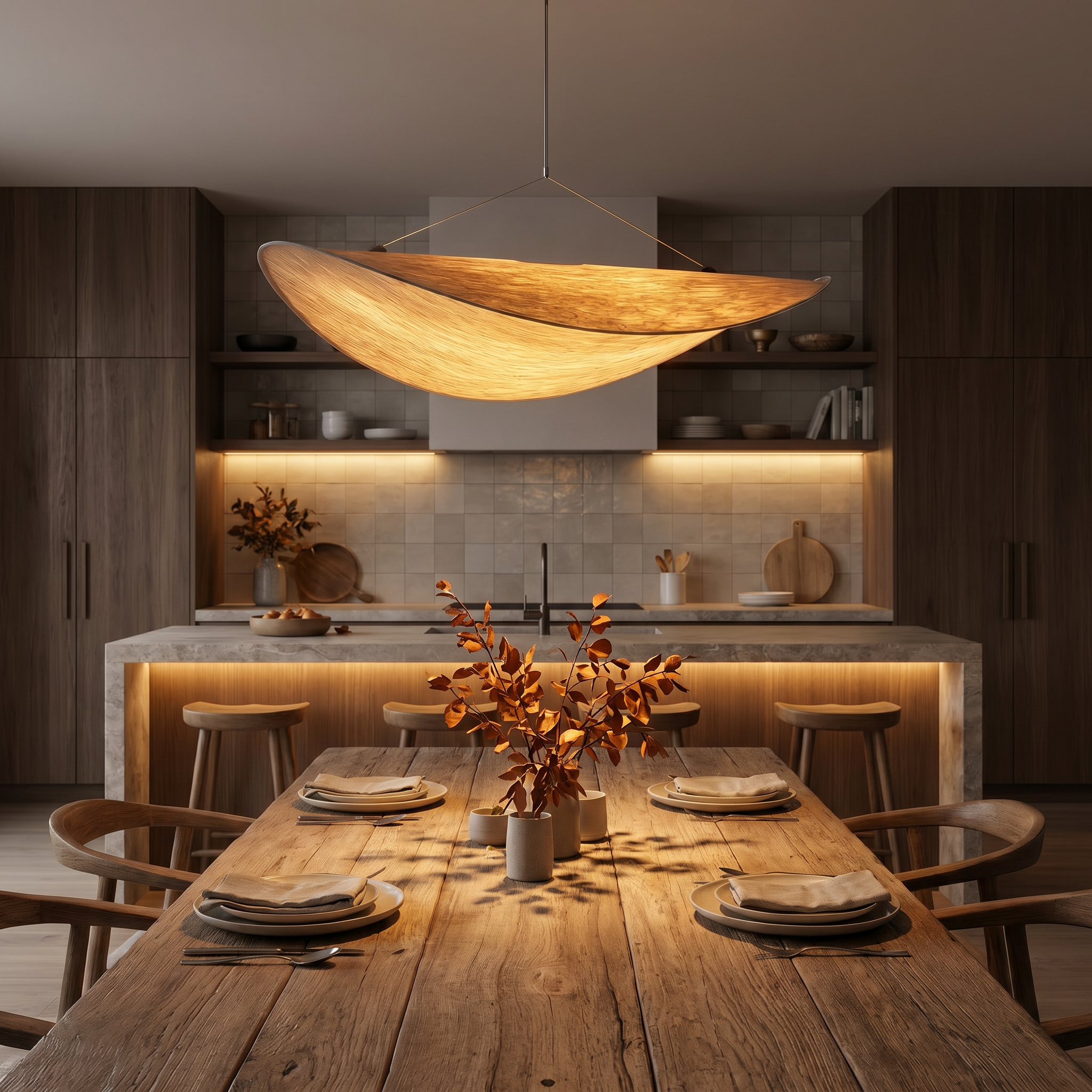 Japanese Wabi-Sabi Silk Pendant Light
