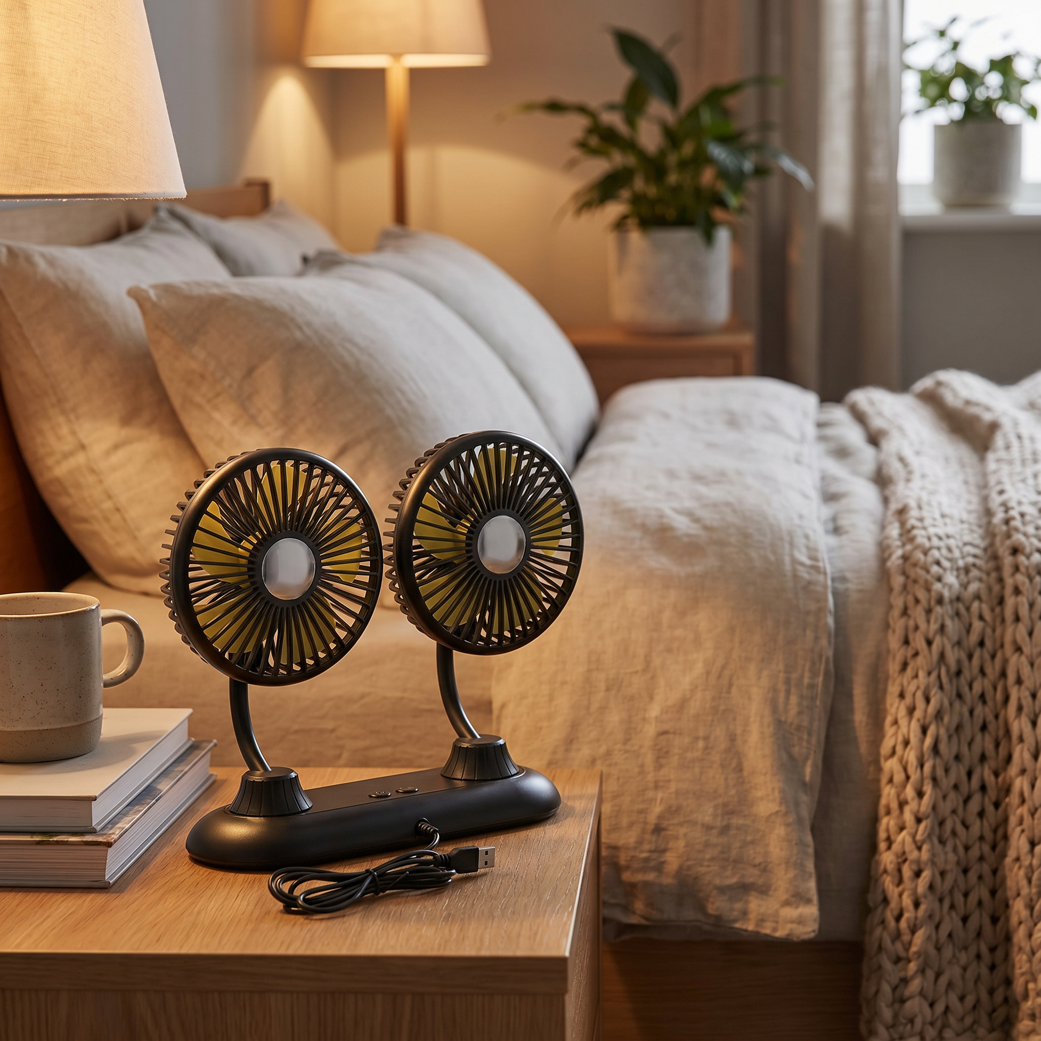 Dual Head USB Car Fan
