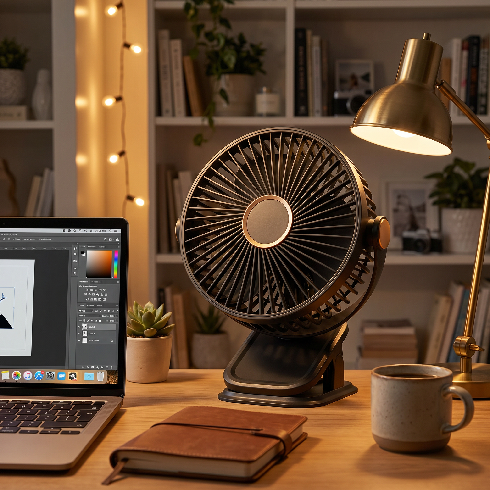 USB Rechargeable Clip-On Fan with Night Light