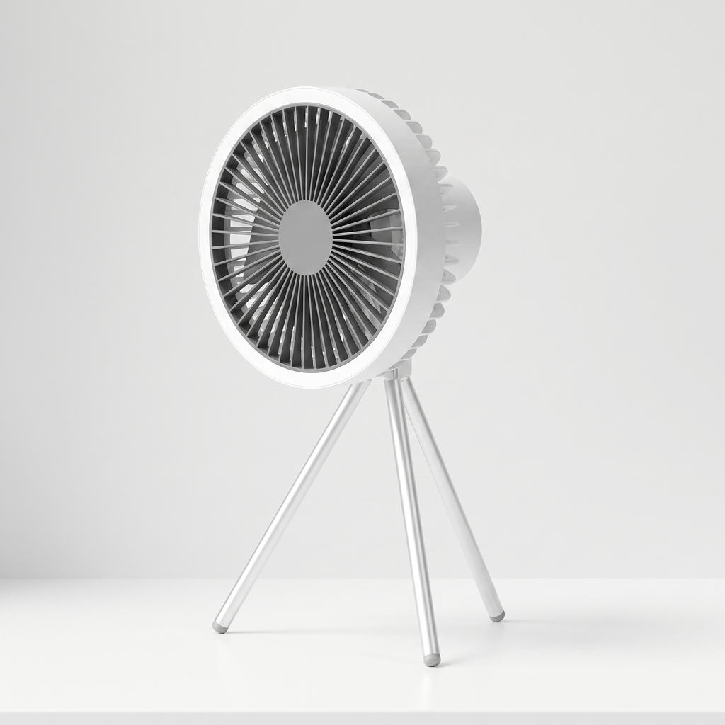 Rechargeable Tripod Camping Fan with LED Light