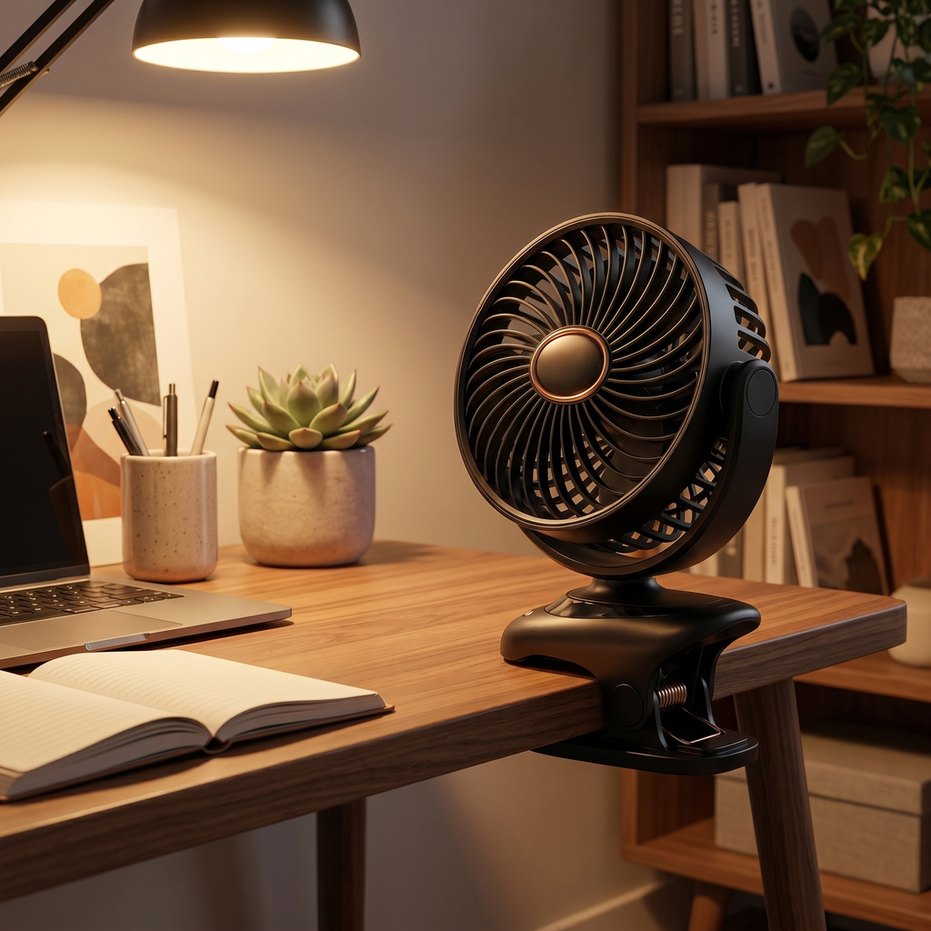 USB Rechargeable Clip-On Fan with LED Display