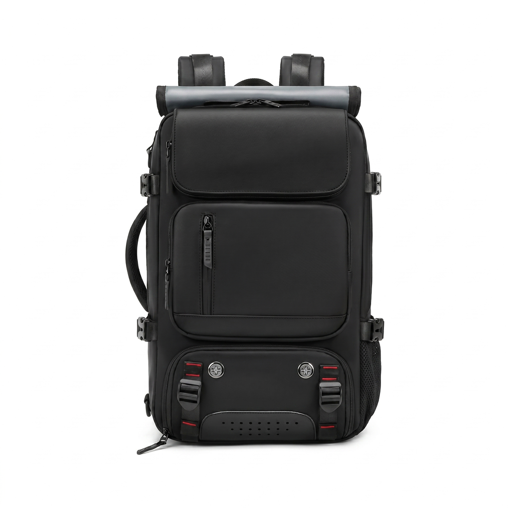 Large Capacity Travel Backpack with USB Port & Multi-Pocket Storage – Black