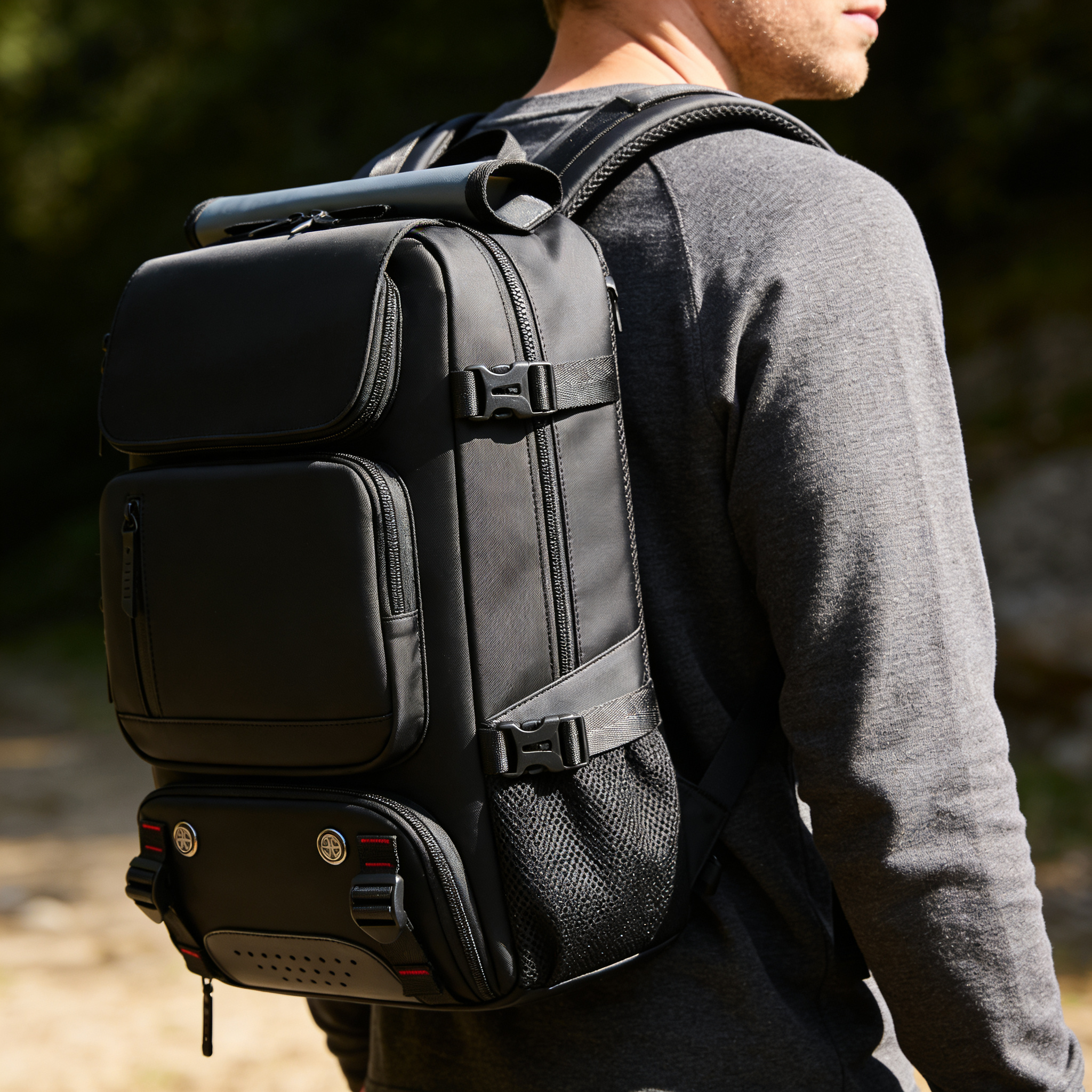 Large Capacity Travel Backpack with USB Port & Multi-Pocket Storage – Black