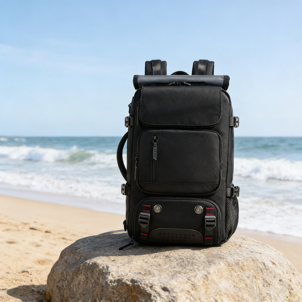 Large Capacity Travel Backpack with USB Port & Multi-Pocket Storage – Black