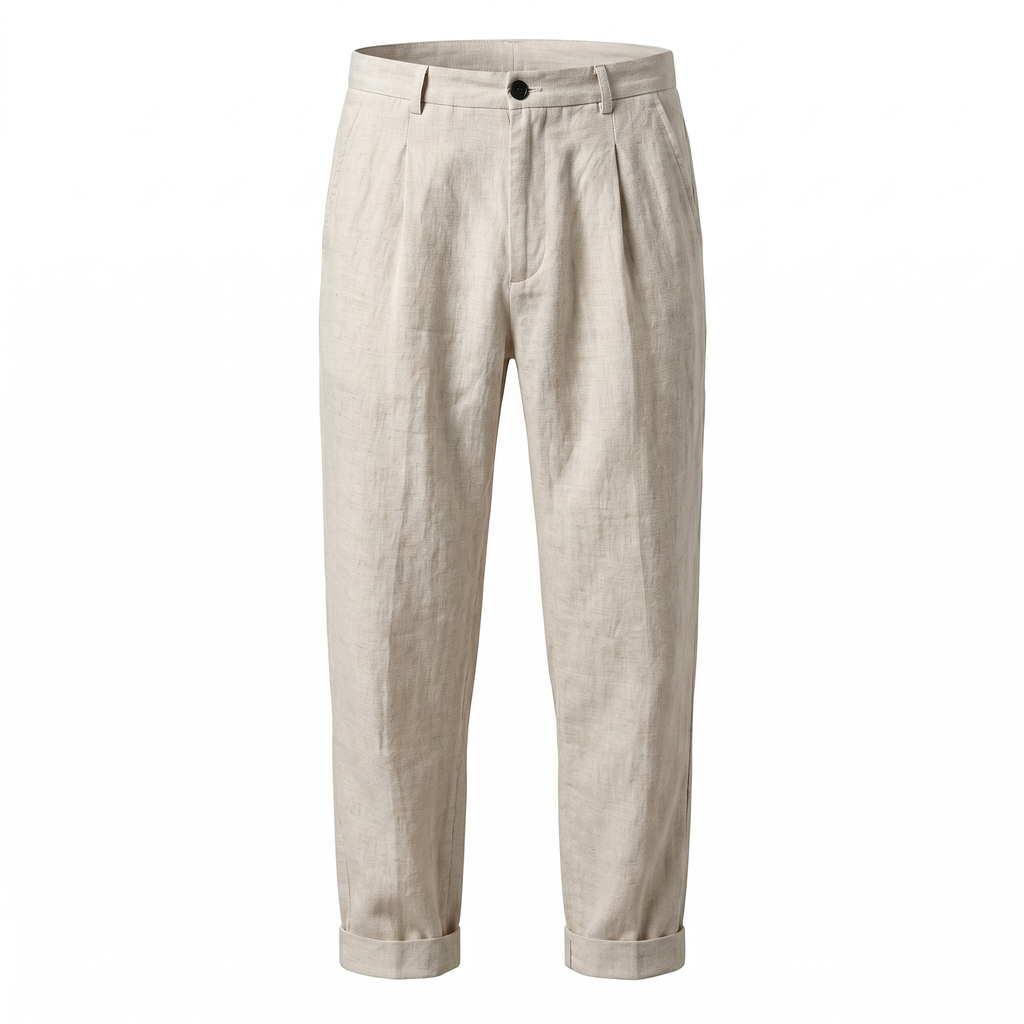Men’s Premium Linen Blend Straight-Leg Trousers