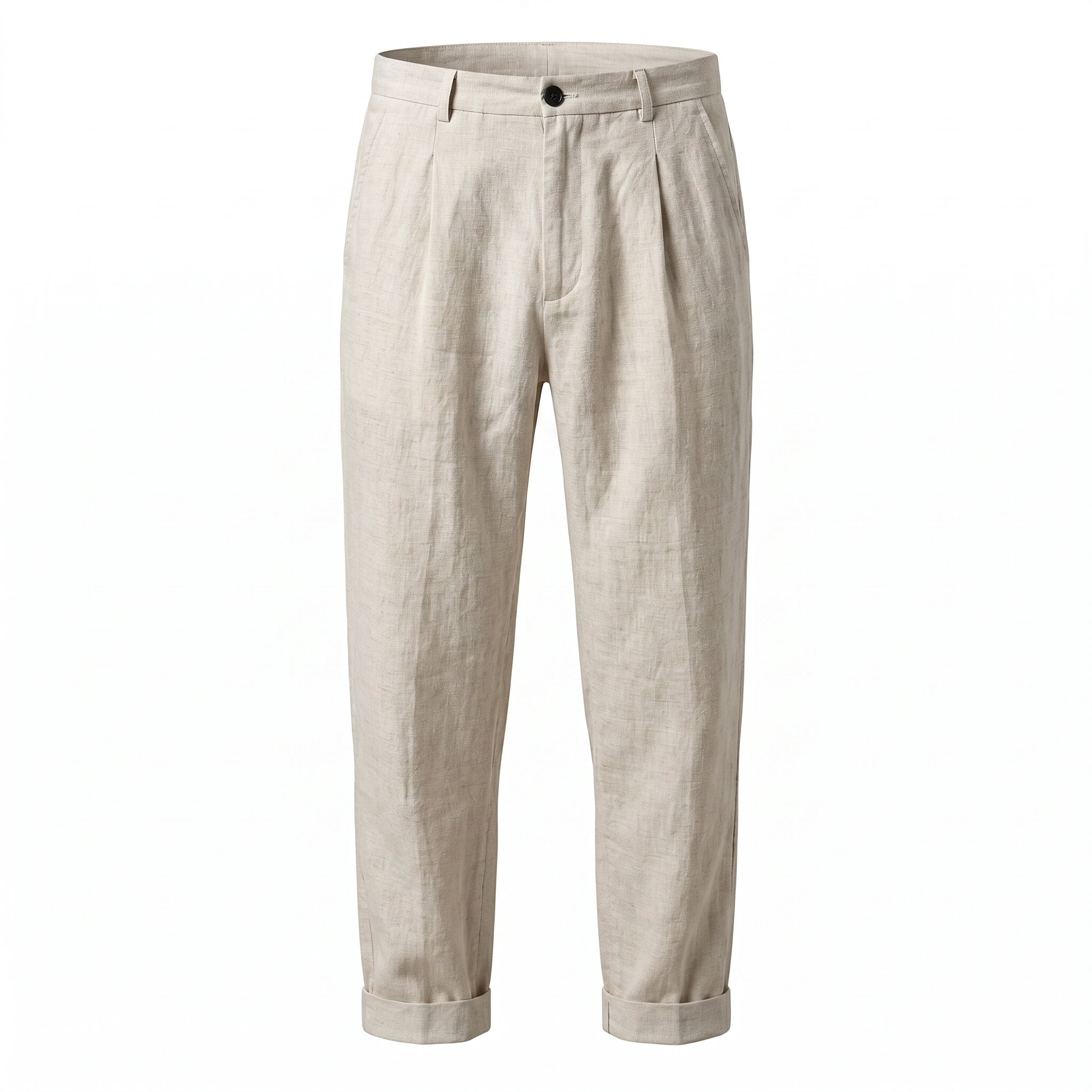 Men’s Premium Linen Blend Straight-Leg Trousers