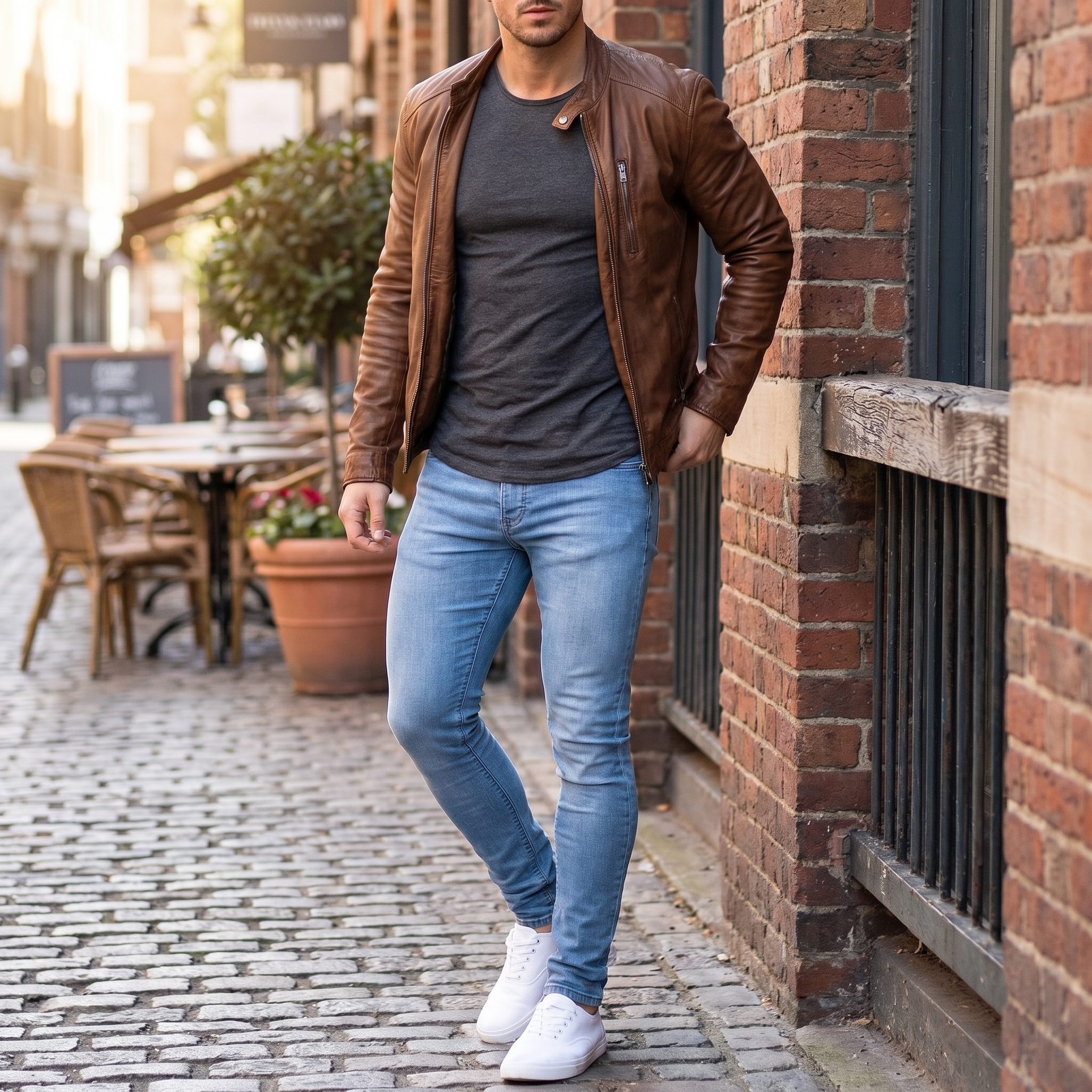 Men’s Light Wash Skinny Stretch Jeans