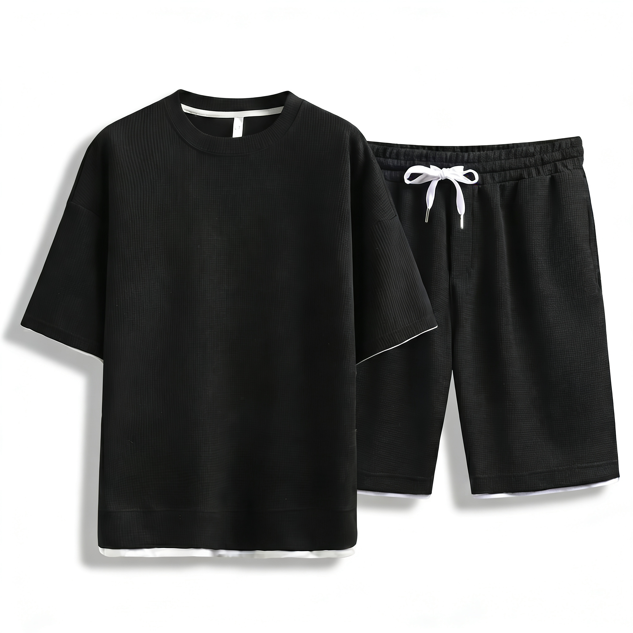 Men’s Waffle Knit T-Shirt & Shorts Set