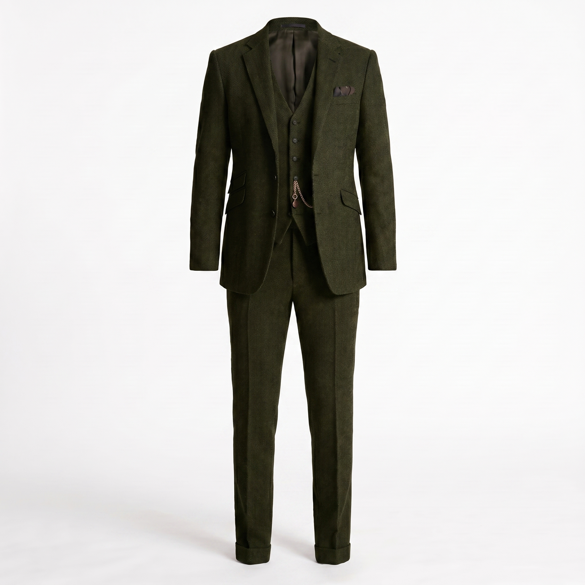 Men’s Herringbone Three-Piece Suit Set