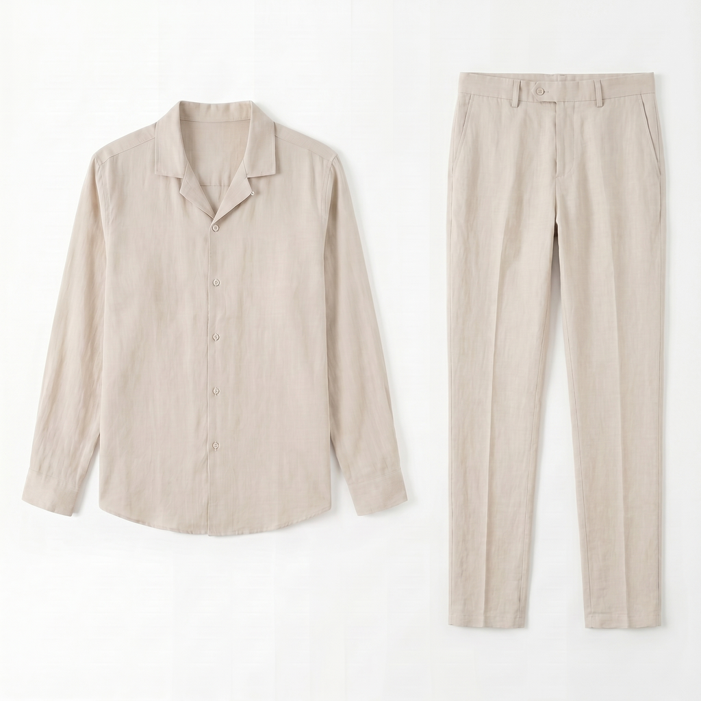 Men’s Linen Blend Two-Piece Lounge Set