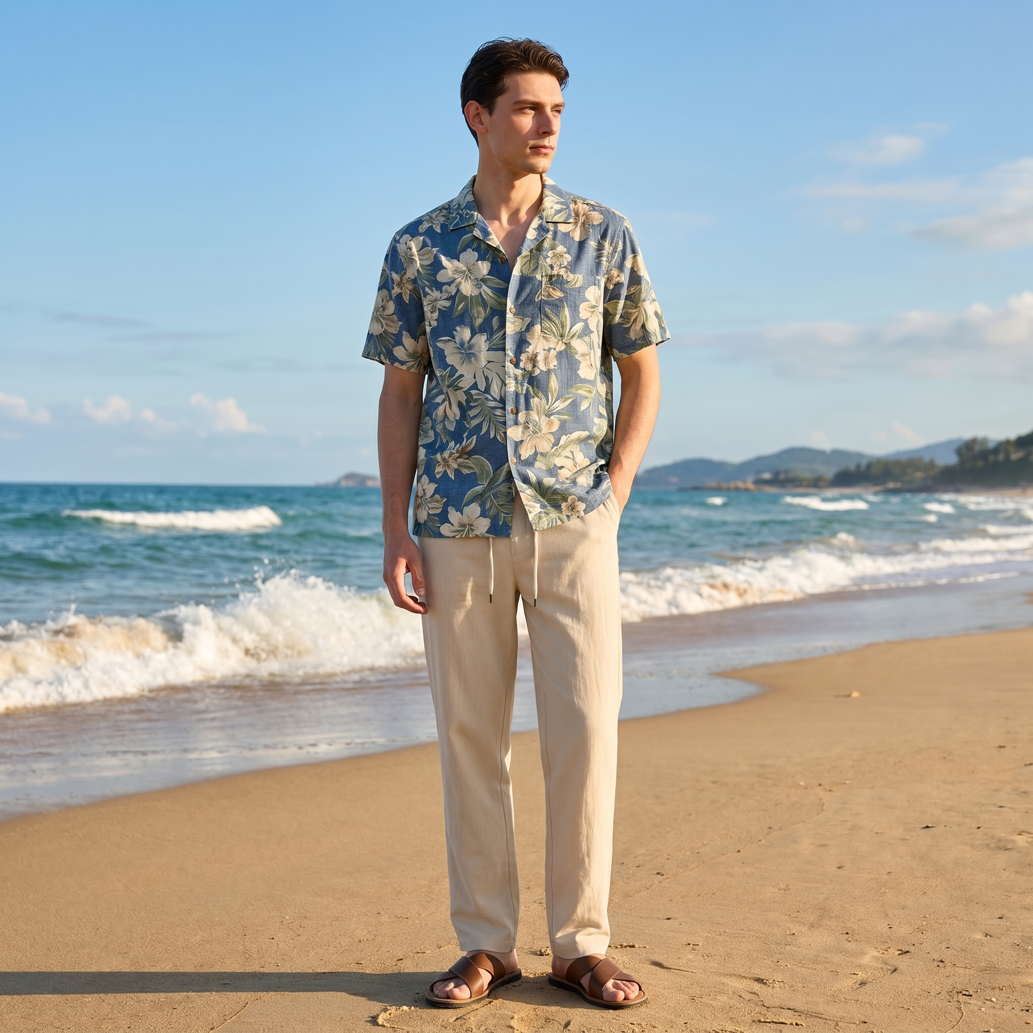 Men’s Cotton Linen Drawstring Trousers