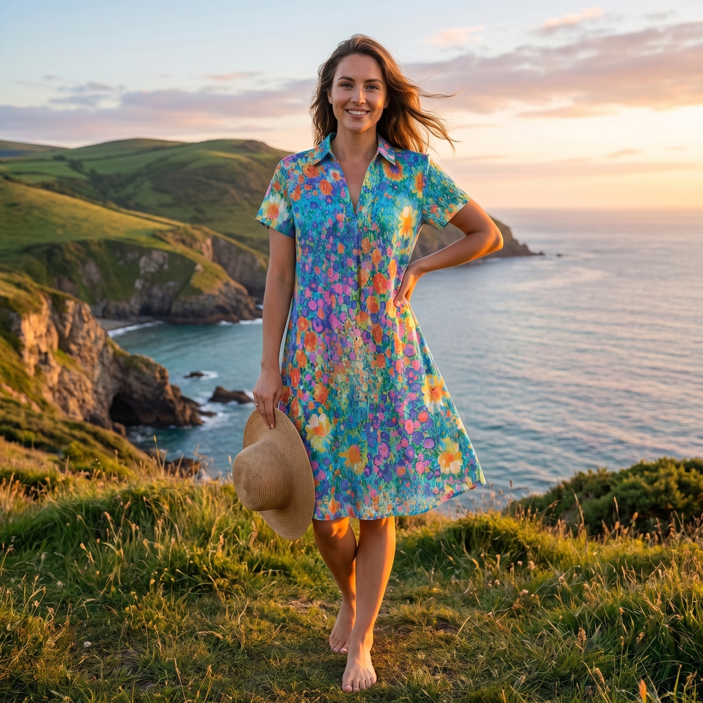 Women’s Bohemian Floral Print Midi Dress