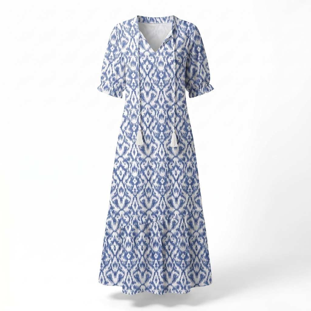 Women's Bohemian V-Neck Printed Maxi Dress