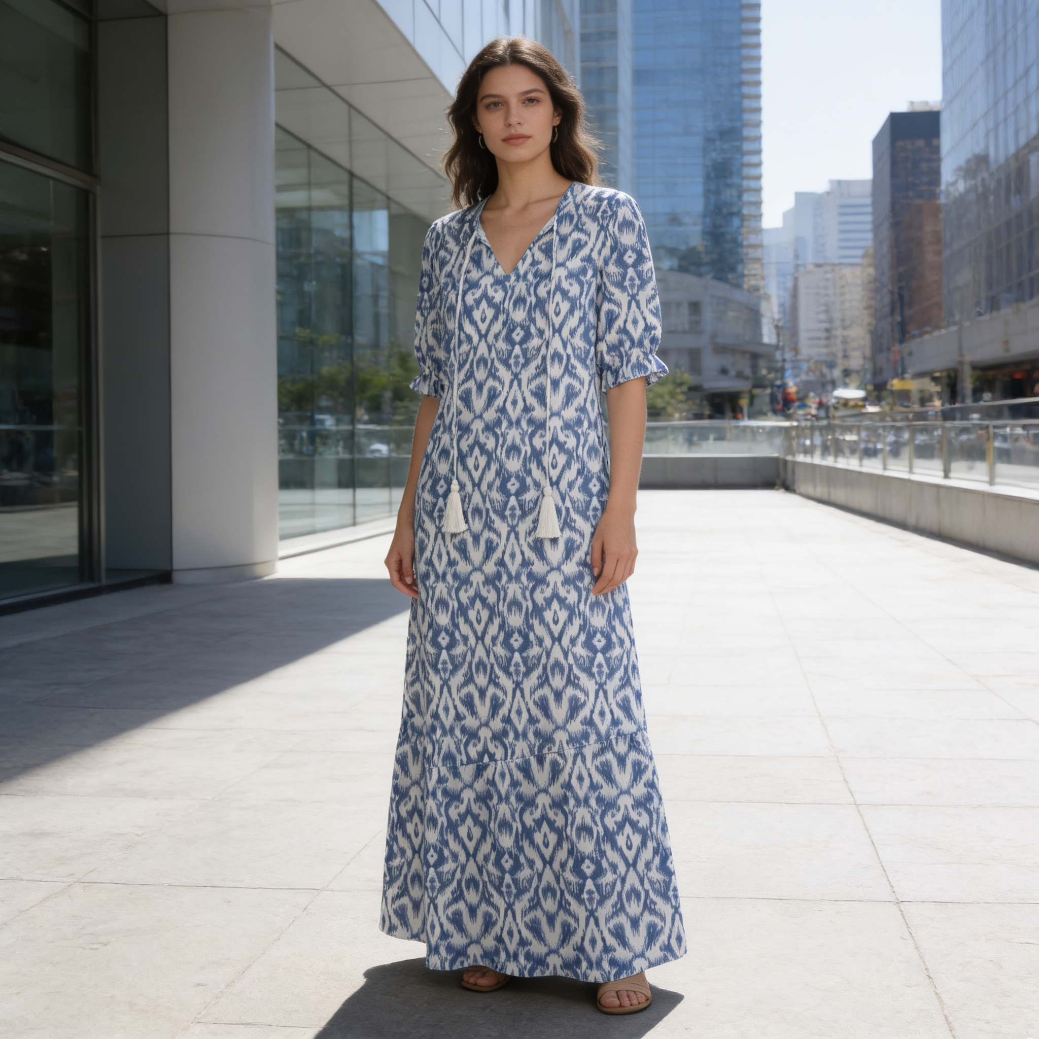 Women's Bohemian V-Neck Printed Maxi Dress
