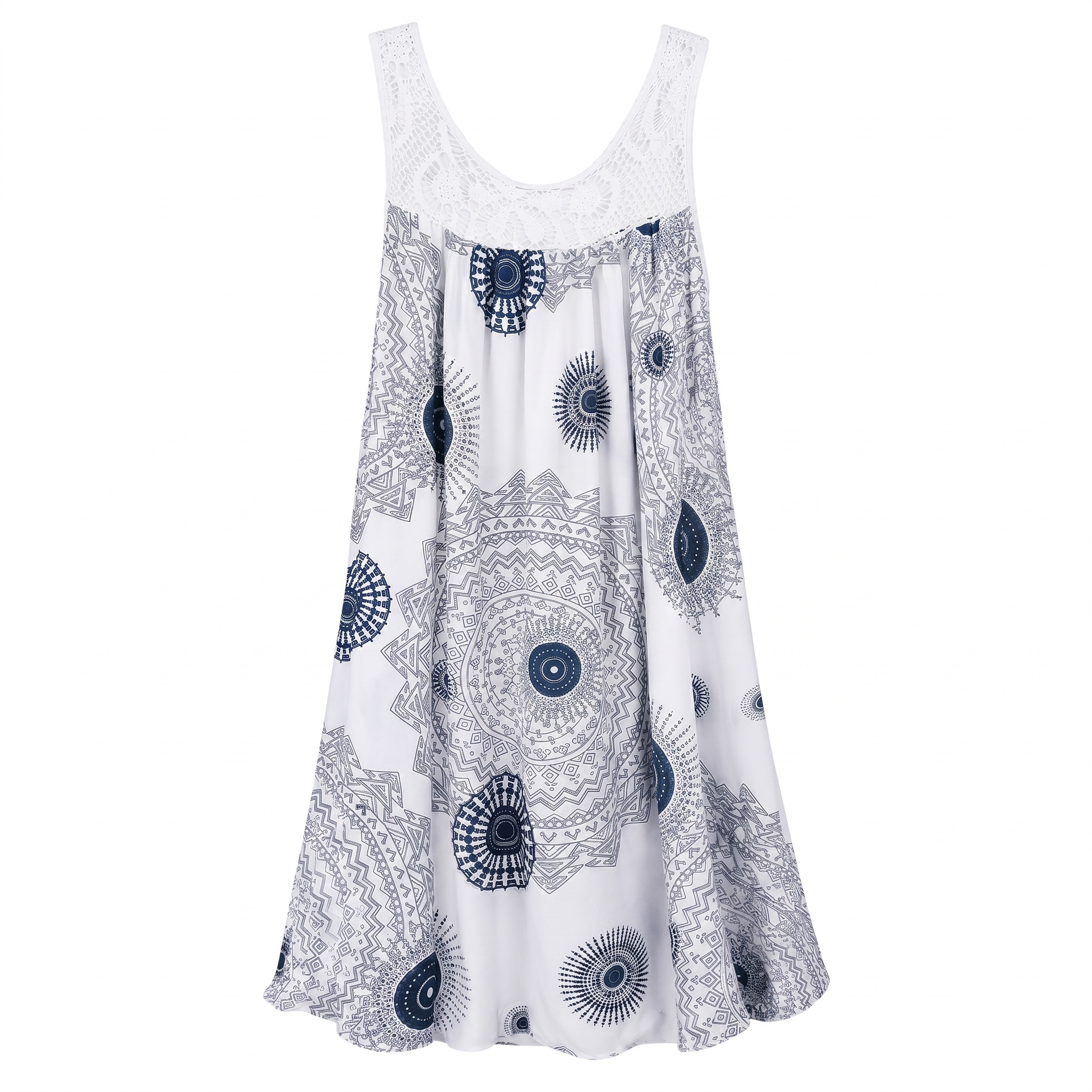 Women's Boho Print Sleeveless Swing Dress