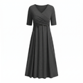 Women's Elegant V-Neck A-Line Midi Dress