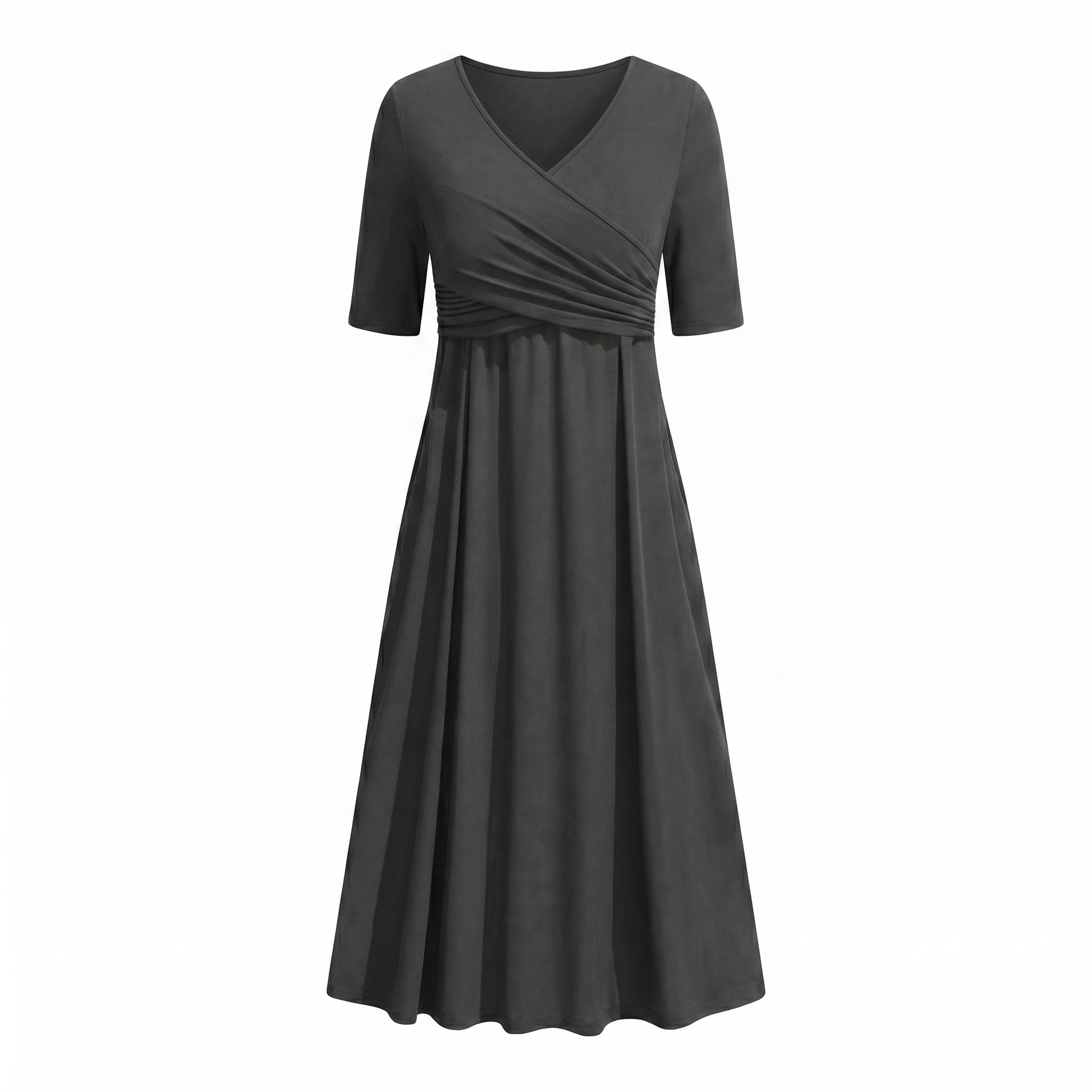 Women's Elegant V-Neck A-Line Midi Dress