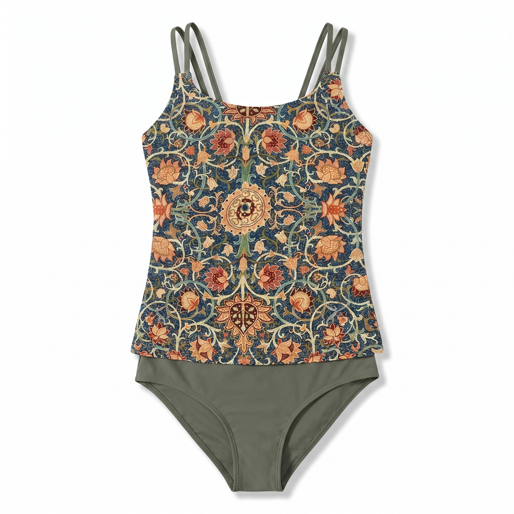 Women's Vintage Print Tankini Swimsuit Set