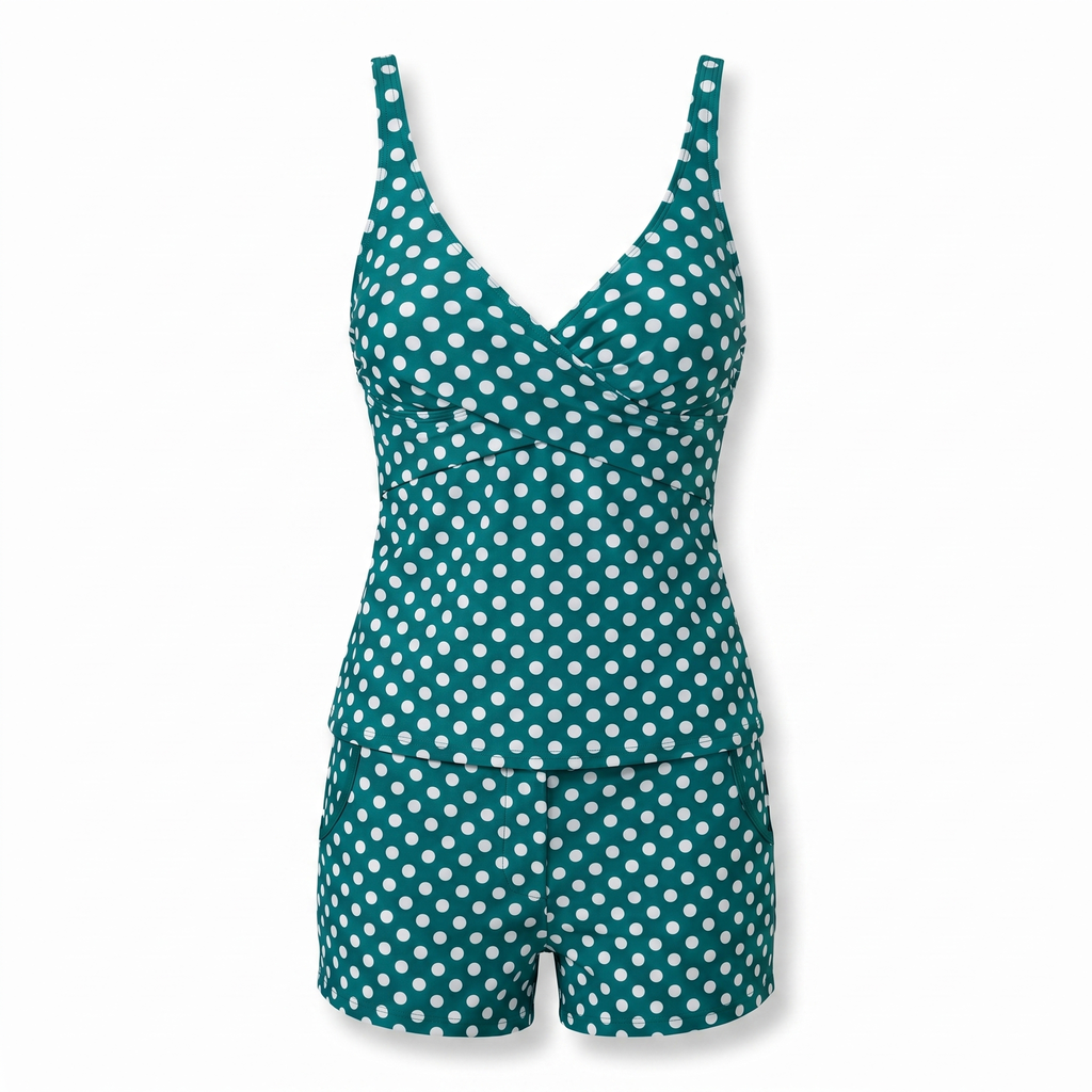 Women's Polka Dot Tankini Swimsuit Set