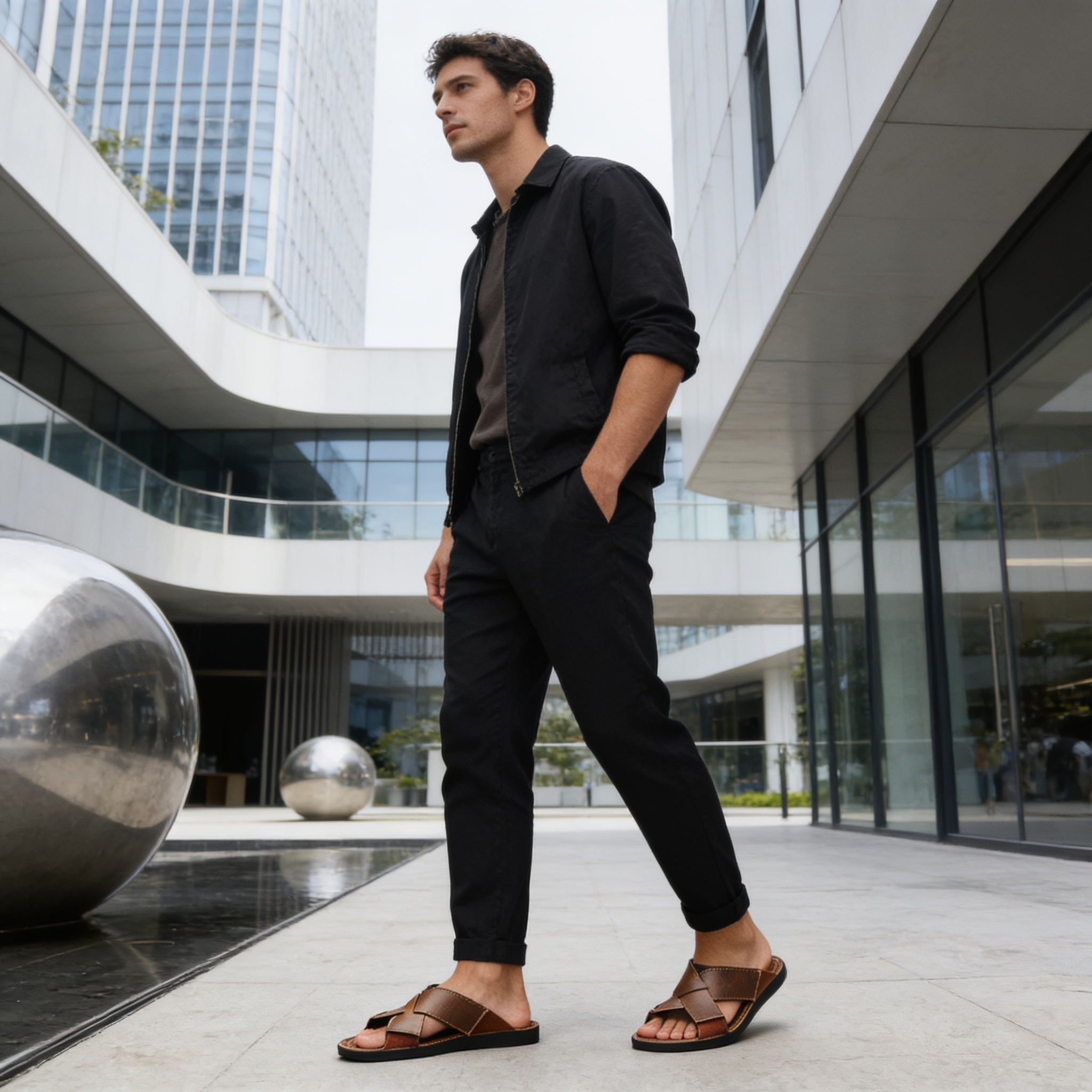 Men's Cross Strap Slide Sandals