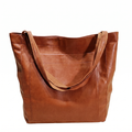 Vintage Brown PU Leather Tote Bag for Women