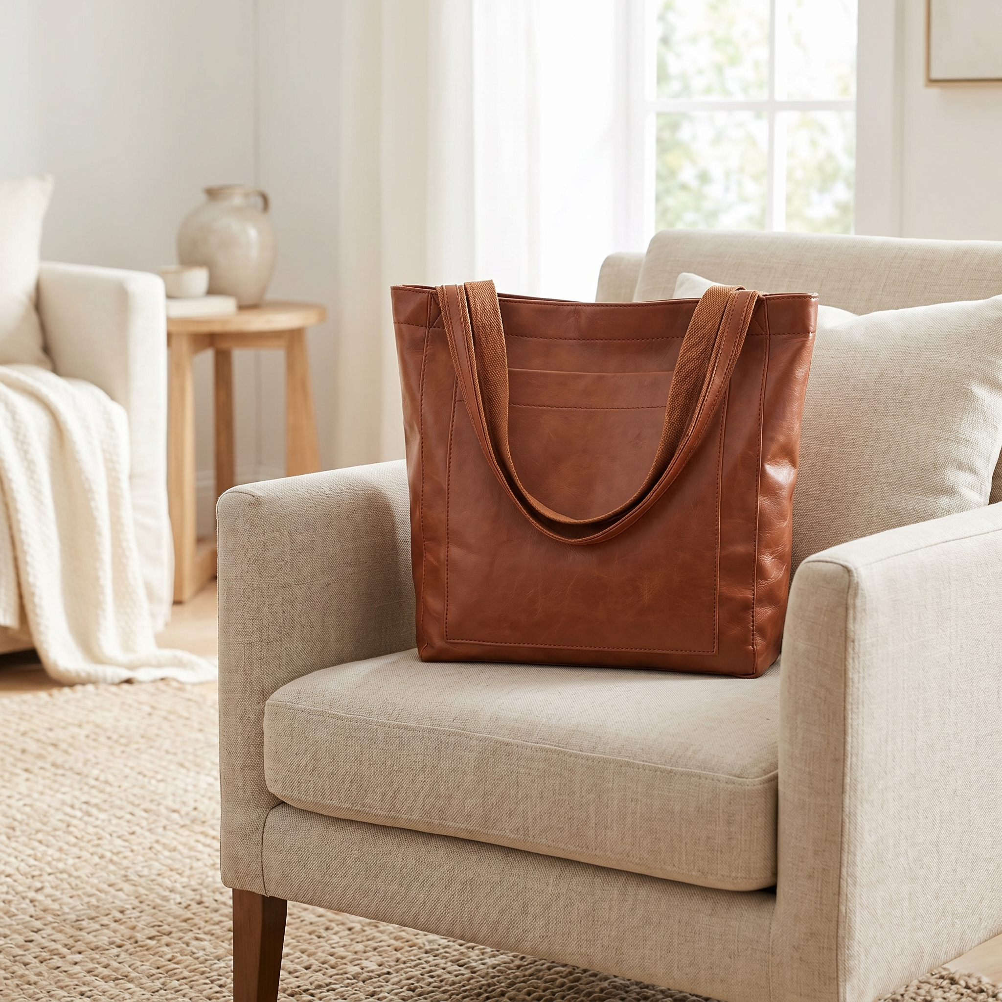 Vintage Brown PU Leather Tote Bag for Women
