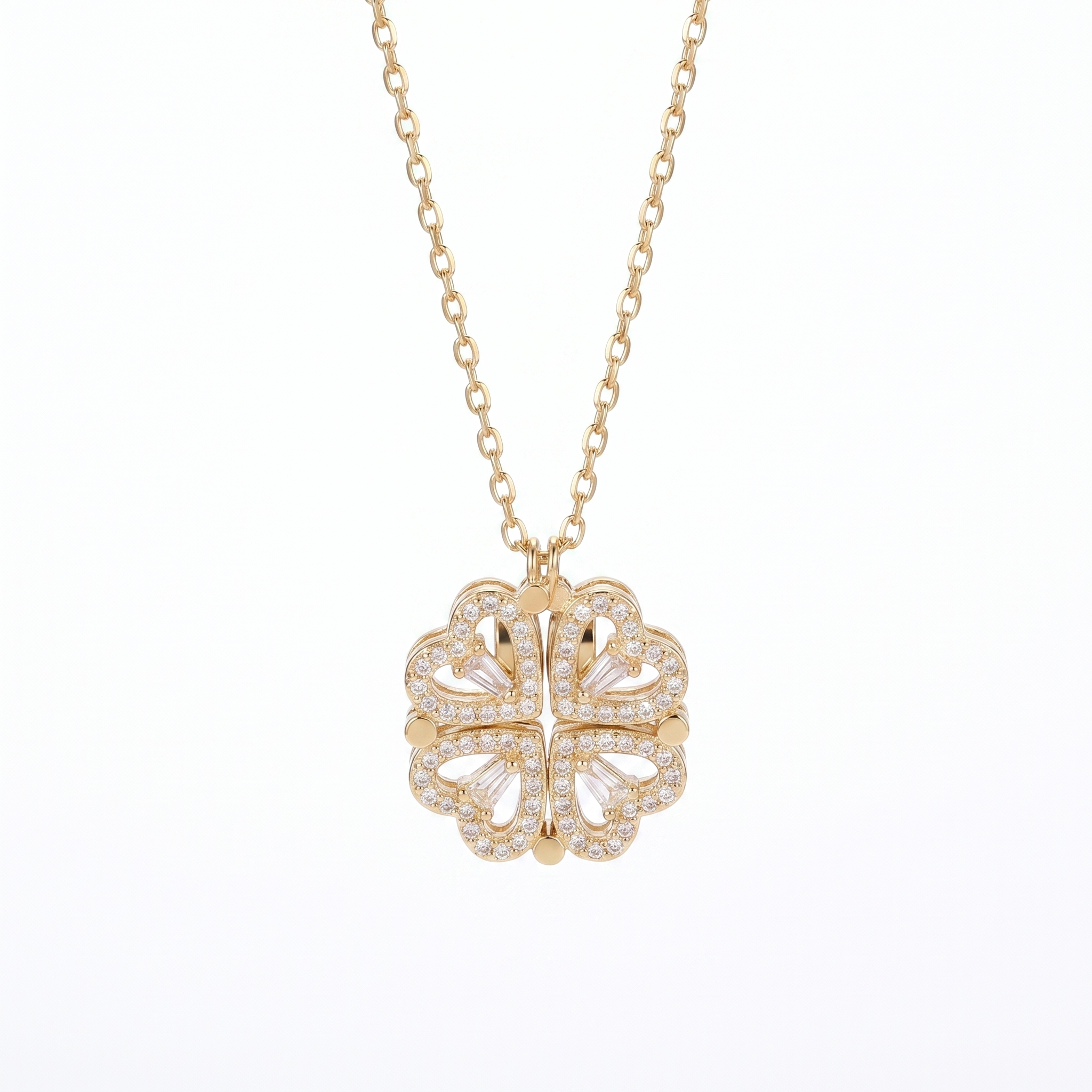 Silver-Plated Four-Leaf Clover Zircon Necklace for Women