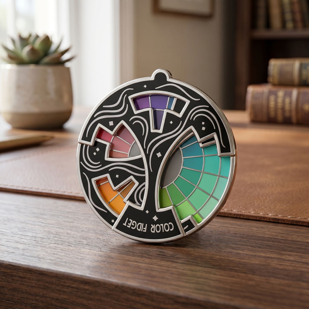 Color Wheel Spinner Enamel Brooch Pin