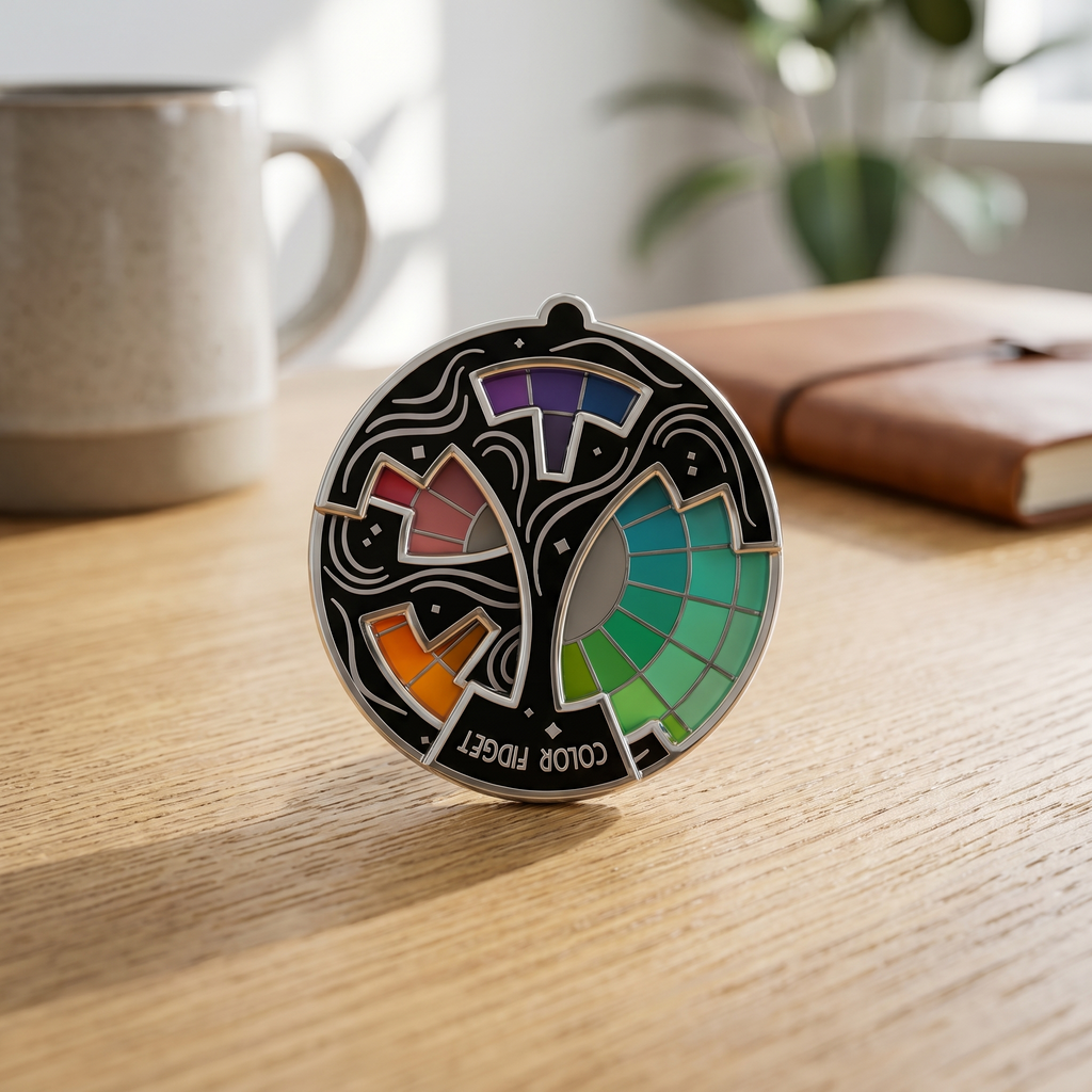 Color Wheel Spinner Enamel Brooch Pin